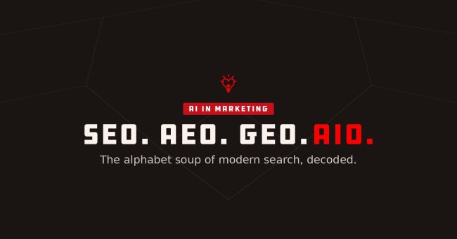 tmf-post1-banner SEO, AEO, GEO and AIO explained by The Marketing Family